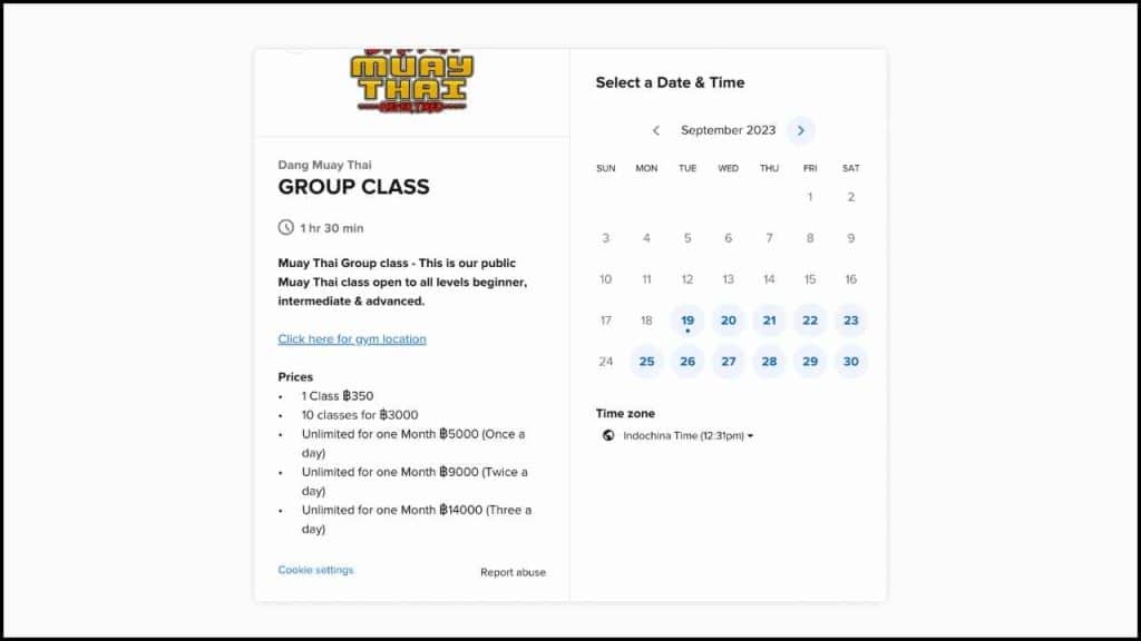Dang Muay Thai Gym Group Class Price